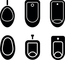 Urinal Icon Collection Public Restroom Facilities Minimalist Black and White Design