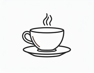 Minimalist coffee cup vector icon, clean line style, hot drink illustration