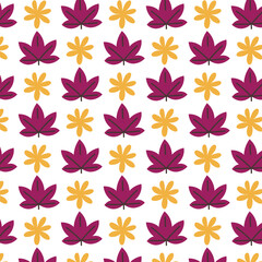 Autumn Leaf and Flower Repeat Pattern