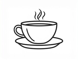 Minimalist coffee cup vector icon, clean line style, hot drink illustration
