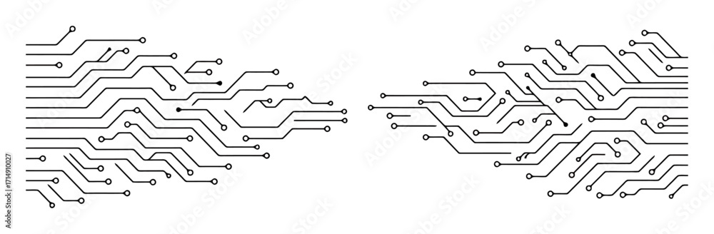 Aufkleber circuit lines morphing into network connection vector
