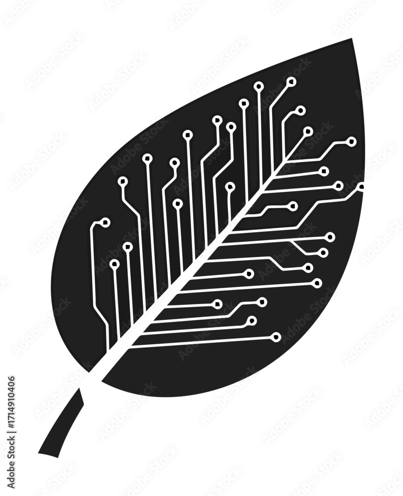 Aufkleber digital leaf microchip vector - clean minimalist design
