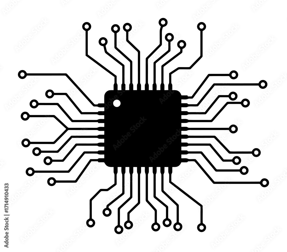 Aufkleber microchip circuit dotted line pattern - vector design