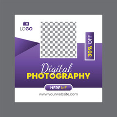 Digital photography services social media and instagram post design template