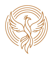 Phoenix & Sun Minimalist Vector Design