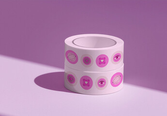 Round Sticker Roll Mockup