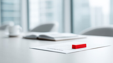 certificate lies on elegantly designed table featuring blurred white text bars along its surface