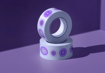 Round Sticker Roll Mockup