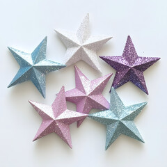 Obraz premium Glittering Star Decorations in Shades of Pink, Blue, and Purple