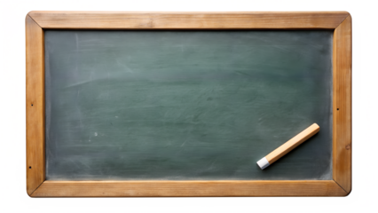 Chalkboard with chalk isolated on transparent background, a classic tool for education, teaching, and learning in schools and classrooms worldwide