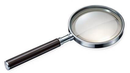 Magnifying glass isolated on transparent background, a tool for seeing small details and exploring the world around us with clarity