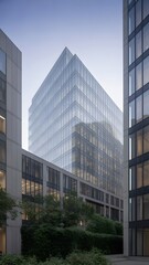 Obraz premium Futuristic glass and steel architecture with elegant minimal style
