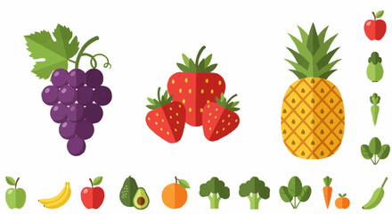 Healthy eating healthy eating fruits and vegetables vector illustration for diet and nutrition information and recipes guide vector