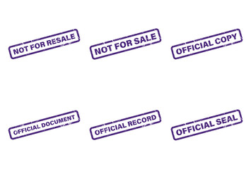 Set of Violet Official Stamps with White Background Containing Official Seal