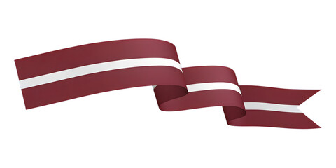Waving latvian flag ribbon against a black background symbolizing national pride and patriotism