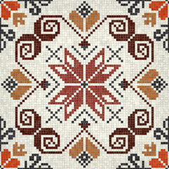 Mosaic tiles decorative background, seamless repeating vector pattern template for  wallpaper, background, wood print, metal print, plastic print, glass print, decor