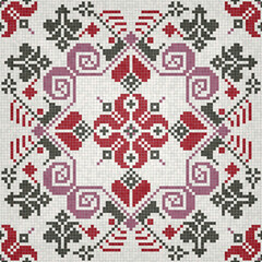 Mosaic tiles decorative background, seamless repeating vector pattern template for  wallpaper, background, wood print, metal print, plastic print, glass print, decor