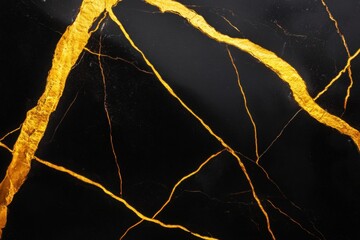 Golden Veins: A close-up shot of a luxurious dark surface reveals intricate golden veins, exuding sophistication and opulence.