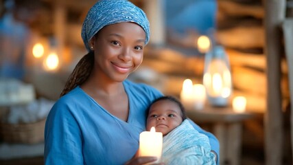 Maternal care in rural clinic with midwife and baby delivery