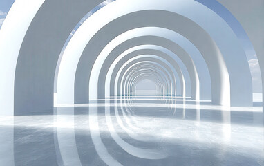 Naklejka premium Abstract curved architectural structure with reflective surface