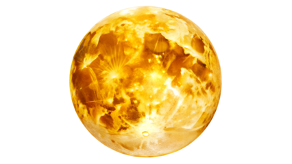 Venus planet isolated on transparent background, a celestial body with a thick, toxic atmosphere, and a surface marked by volcanic features and impact craters