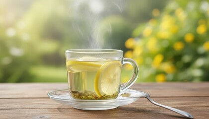 Hot Herbal Tea with Lemon and Mint