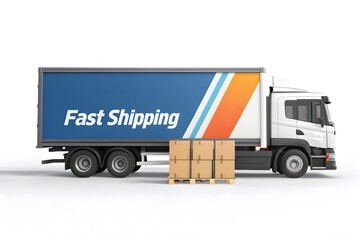 Fast shipping truck with cargo boxes ready for immediate delivery