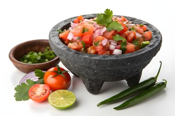 Fresh and vibrant pico de gallo in a molcajete bowl recipe