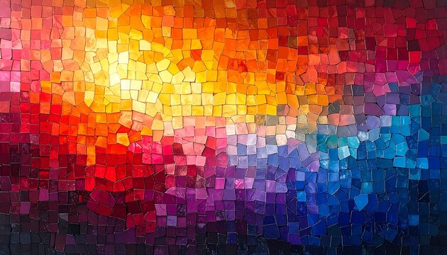 Colorful mosaic sunburst