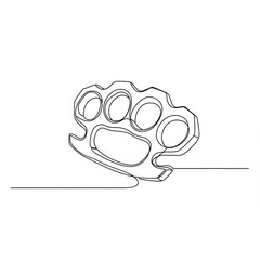 Line art illustration of brass knuckles with copy space