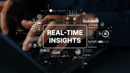 Analyzing Data Through Digital Interface with Real-Time Insights Displayed on a Modern Computer Screen. Asymptotic smart data analytic.