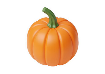 Obraz premium A single bright orange pumpkin with a green stem isolated on transparent background