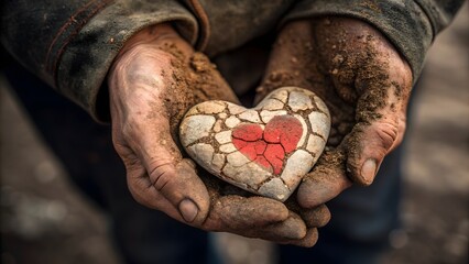 Heart of Stone Hands Holding Love and Loss Hope and Despair