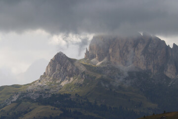 Clouds over the mountains in summer