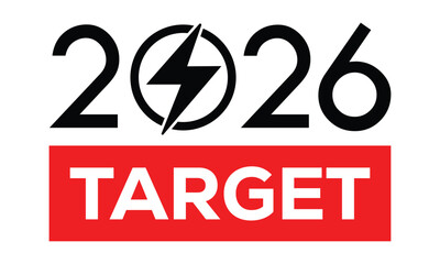 Modern 2026 logo design with bold black text above a red block featuring mirrored white “TARGET” typography. Clean style, sharp lines, and strong contrast create a striking visual.