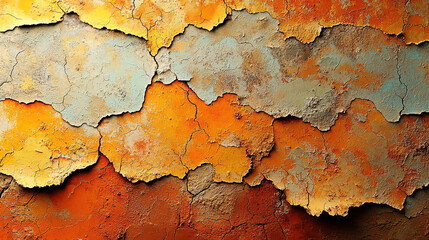 Obraz premium Colors of peeling paint reveal layers of texture and history in