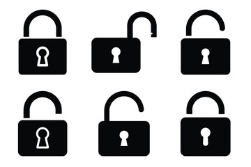Unlock icon black color and white background