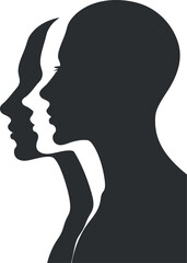 Abstract silhouette illustration depicting two human profiles in a contrasting design.