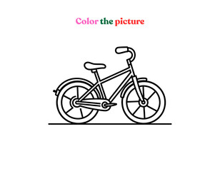 Vector graphic illustration of bicycle for children’s educational coloring book