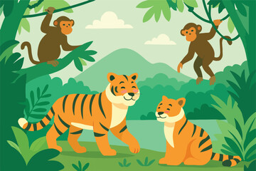 Naklejka premium animals in the jungle