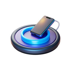 3D Wireless Charging Pad With Glowing Phone Transparent Background PNG