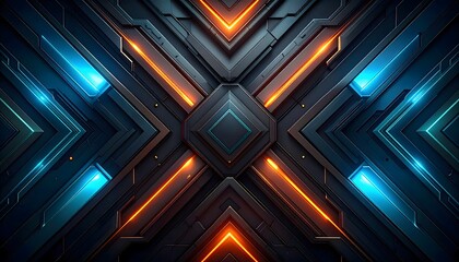 Dark Tech Pattern Background with Layered Geometric Shapes – Cyber Defense Concept