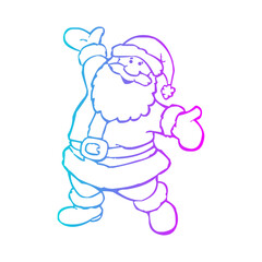  Merry Christmas line art of a jolly Santa Claus,  gradient line art icon. Happy New Year greeting with cute Santa Claus. isolated