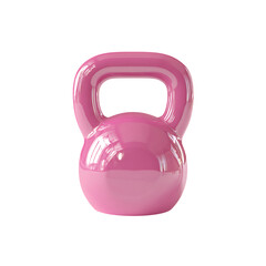 pink kettlebell with smooth glossy surface isolated on a transparent background, in a PNG format
