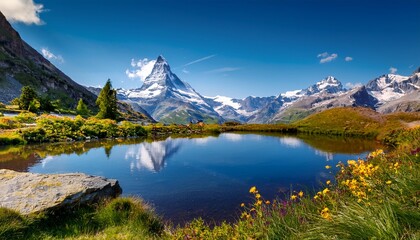 Obraz premium Matterhorn Schweiz Riffelsee