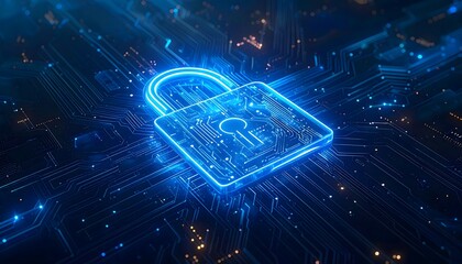 Digital Protection Background with Circuit Lines Forming Lock Shape
