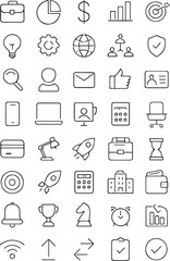 Collection of Hand-Drawn Business Finance and Technology Icons for Presentations and Websites	