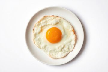 Fried egg, top view, isolated. Perfect for breakfast, food or cooking illustrations. Clean background.