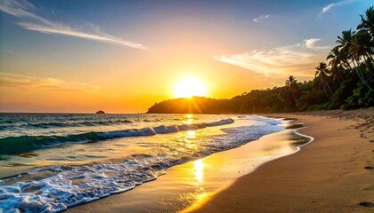 Obraz premium Tropical sunset beach scene (3)