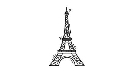 Iconic Eiffel Tower illustration with intricate lattice structure.